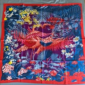 NWT Hermes Scarf Flamingo Party 90 cm